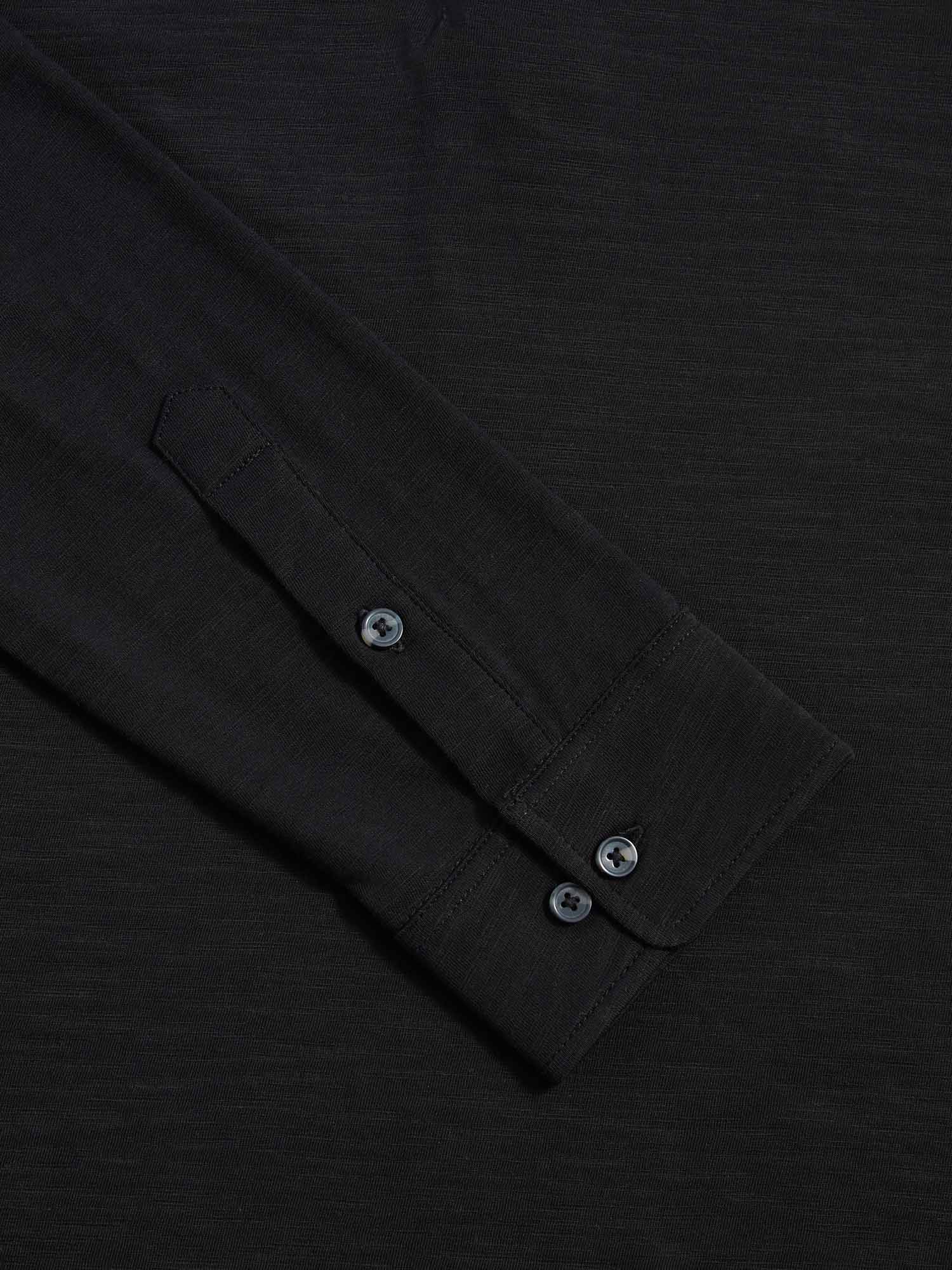 Peckham Rye Slub L/S Polo Black Shirt